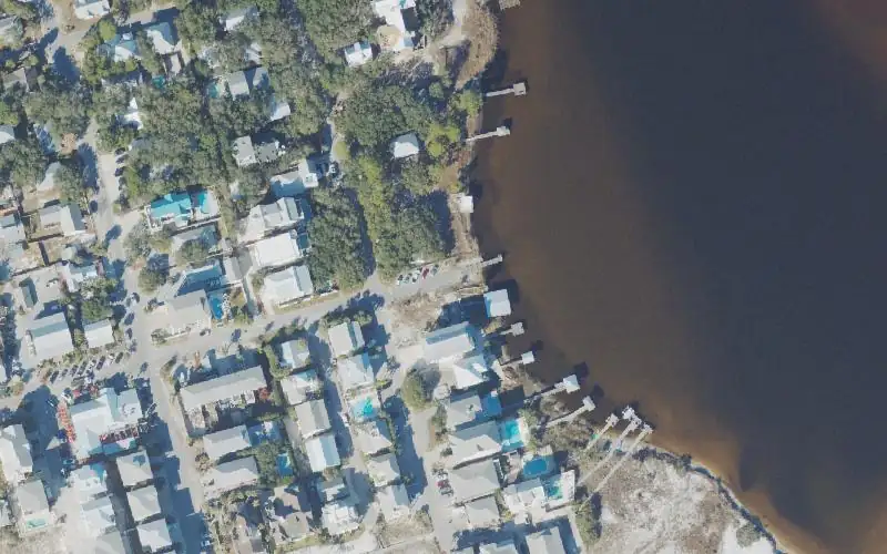 Aerial photo of the area around Grayton Boat Ramp (No Trailer Parking), Walton County