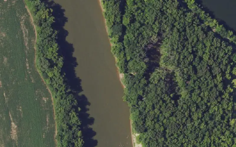 Aerial photo of the area around Green River Ramp, Ohio County