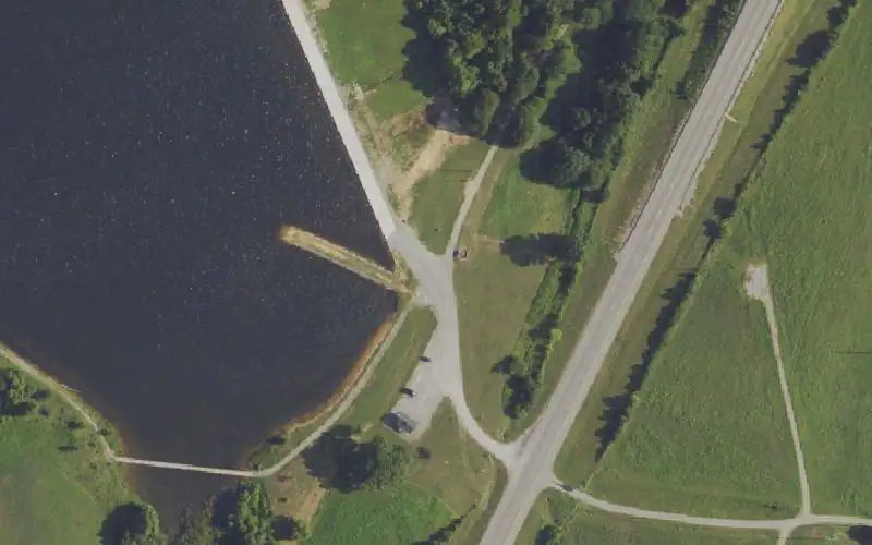 Aerial photo of the area around Greenville City Lake, Muhlenberg County