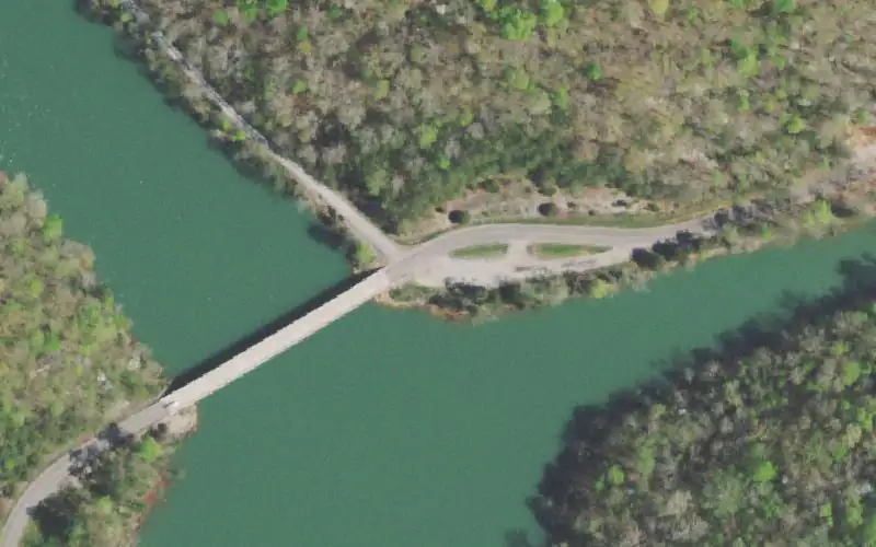 Aerial photo of the area around Griffith Lane/Cedar Cr Bridge, Campbell County