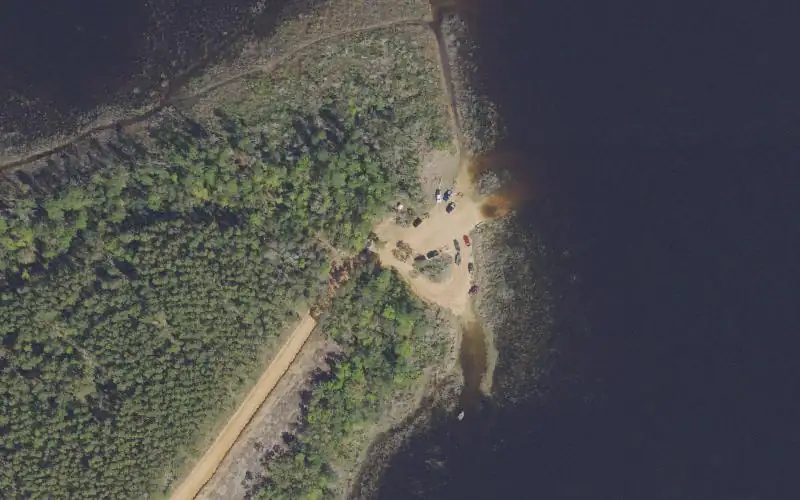 Aerial photo of the area around Hammock Lake Primitive Boat Launch, Washington County