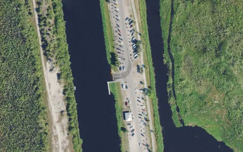 Aerial photo of the area around Harney Pond Canal - Margaret Van de Velde Park - Southern Canal Side Boat Ramp, Glades County