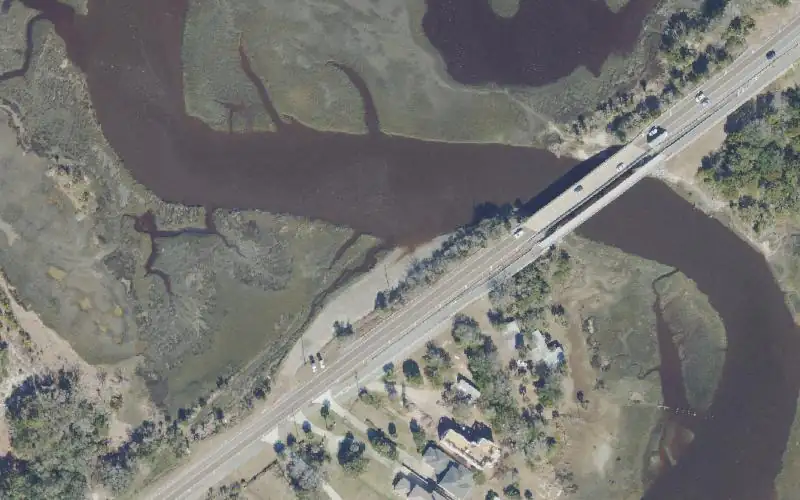 Aerial photo of the area around Haulover Creek Undeveloped Launch Site, Duval County