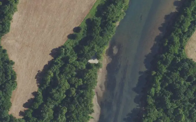 Aerial photo of the area around Helms Landing, Russell County
