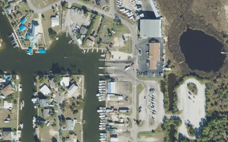 Aerial photo of the area around Hernando Beach Public Boat Ramp, Hernando County