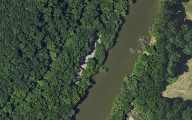 Aerial photo of the area around HighView Hill Ramp, Ohio County