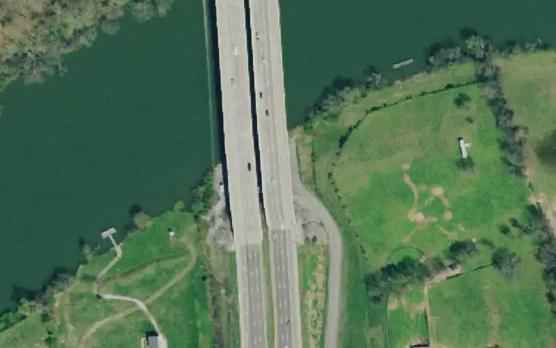 Aerial photo of the area around Highway 66 Bridge, Sevier County
