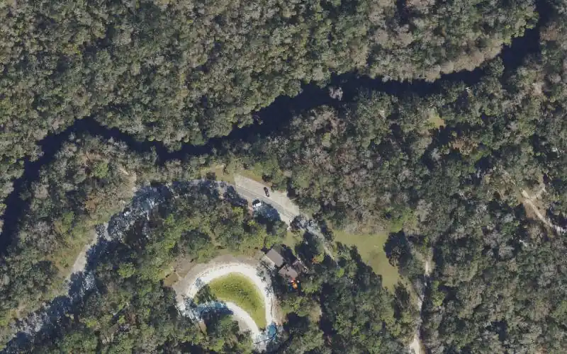 Aerial photo of the area around Hillsborough River State Park  - Pavillion 3 Canoe Launch, Hillsborough County