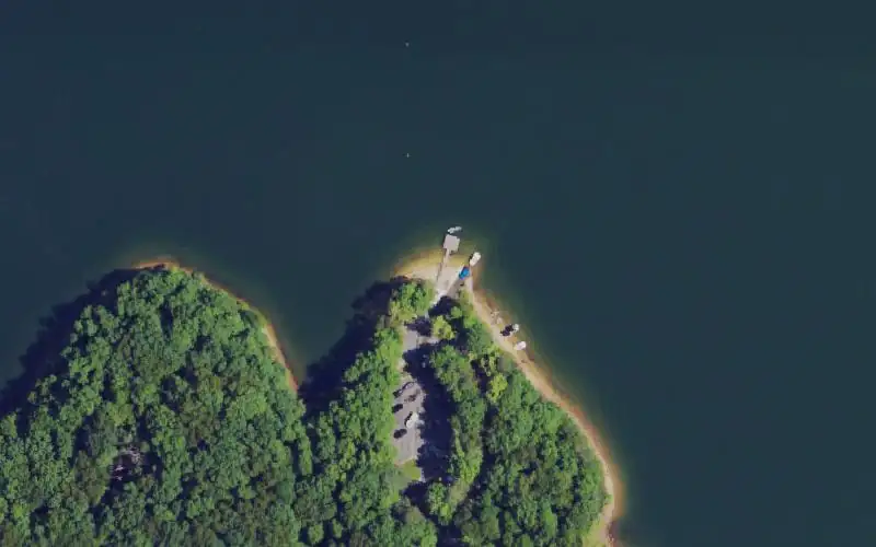 Aerial photo of the area around Holly Bay Campers Only Ramp, Laurel County