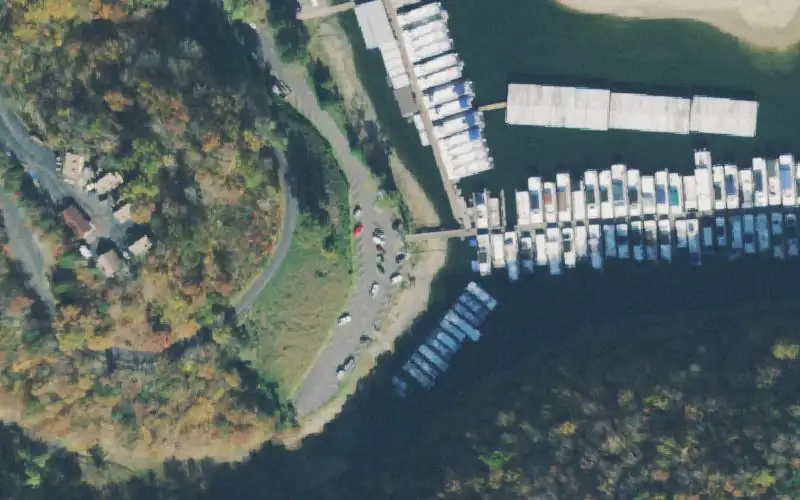 Aerial photo of the area around Holly Creek Dock, Clay County