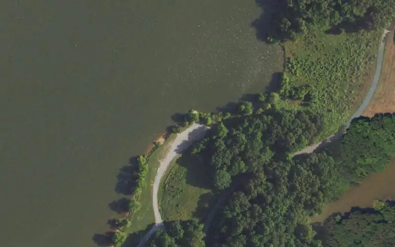 Aerial photo of the area around Honker Bay Ramp, Lyon County