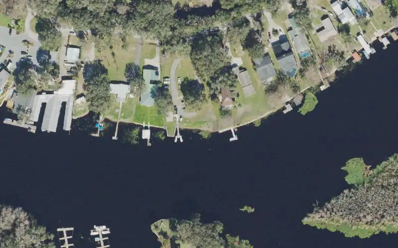 Aerial photo of the area around Hontoon Island State Park - Mainland Kayak Access, Volusia County