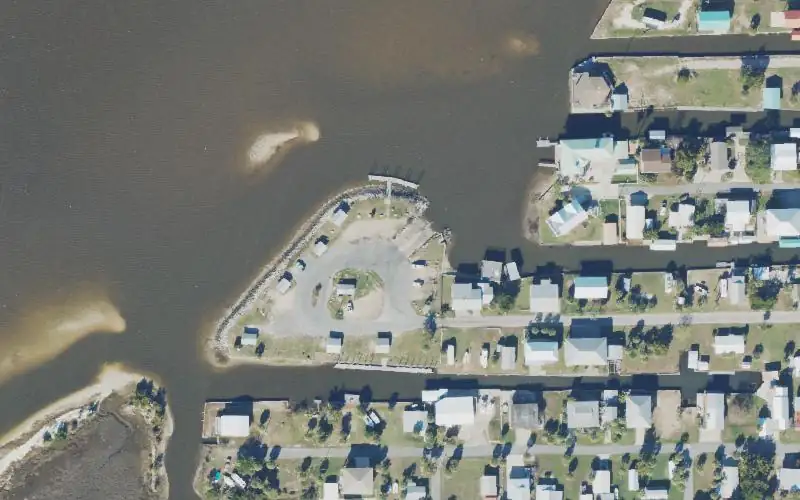 Aerial photo of the area around Horseshoe Beach Park and Boat Ramp, Dixie County