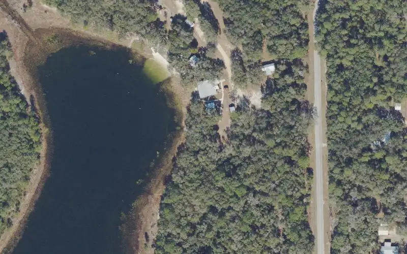 Aerial photo of the area around Horseshoe Lake Park Paddlecraft Beach and Rentals, Marion County