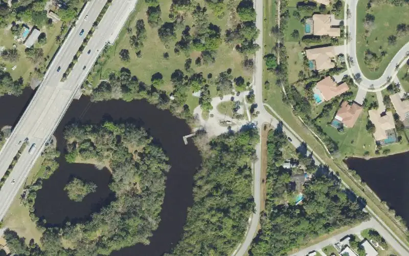 Aerial photo of the area around Hosford Park Public Boat Ramp and Kayak Launch, Martin County