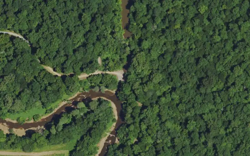Aerial photo of the area around Humphrey Creek Ramp, Ballard County