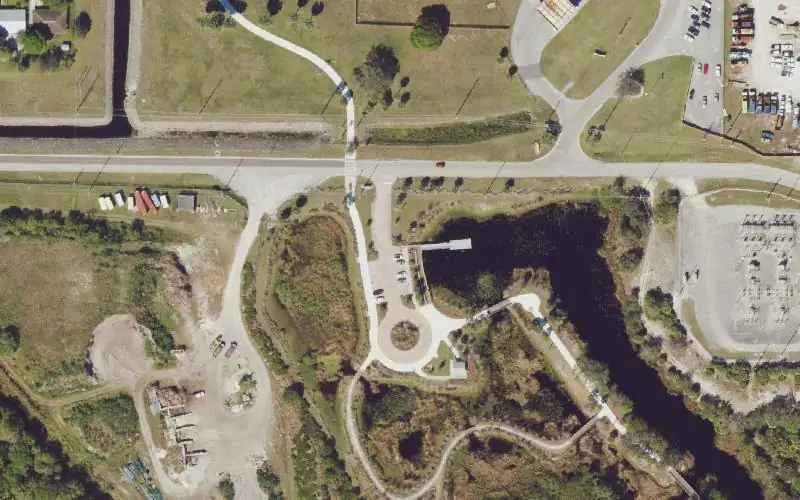Aerial photo of the area around Indian Hills Recreation Area Canoe Launch Dock, St. Lucie County