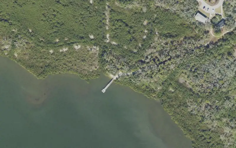 Aerial photo of the area around Indian River Lagoon Preserve Park Kayak Beach (Long Portage), Volusia County