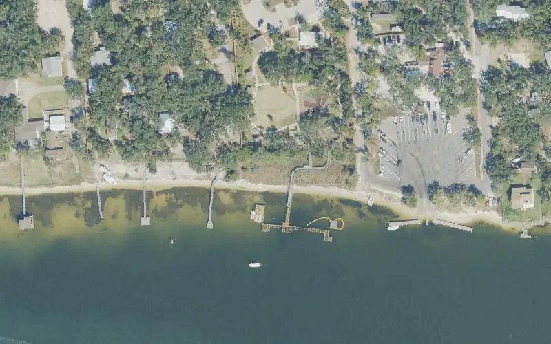 Aerial photo of the area around Innerarity Point Park Paddlecraft Pier, Escambia County