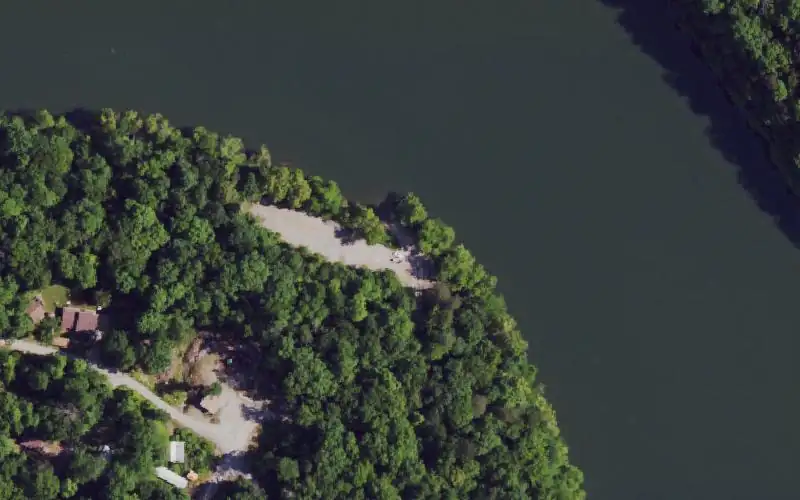 Aerial photo of the area around Jasper Bend Ramp, Pulaski County