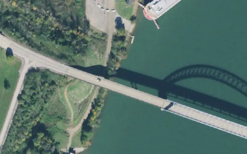 Aerial photo of the area around JC Ramp in South Pittsburg, Marion County