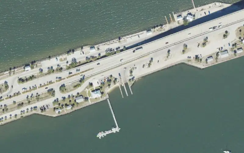 Aerial photo of the area around Jensen Beach Causeway South Boat Ramps, Martin County