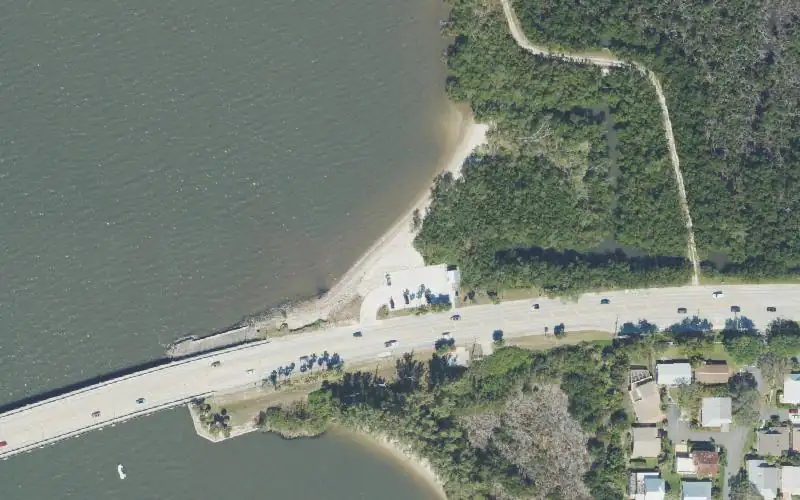 Aerial photo of the area around Jensen Beach Causeway Wayside Park Paddlecraft Access, Martin County