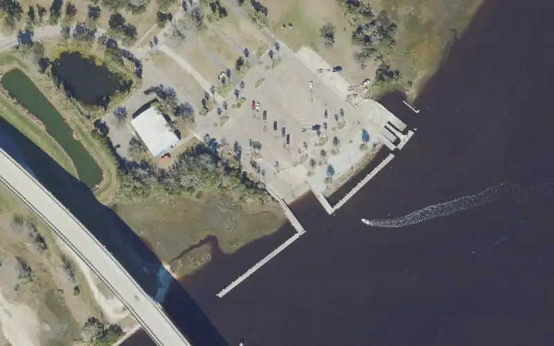 Aerial photo of the area around Jim King Park at Sisters Creek - Boat Ramp, Duval County