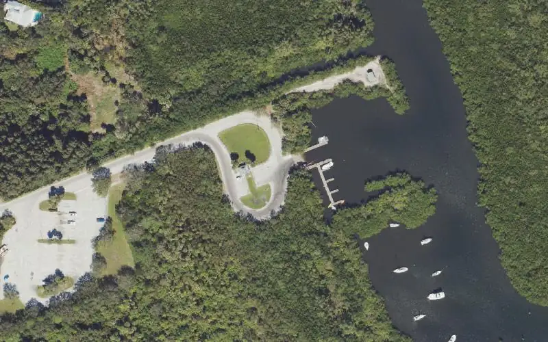 Aerial photo of the area around Jimmy Graham Park Boat Ramp, Martin County