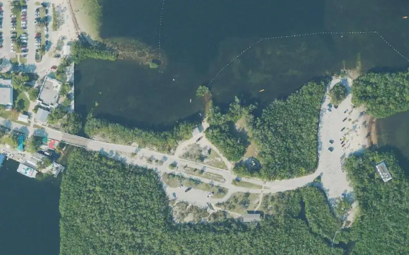 Aerial photo of the area around John Pennekamp Coral Reef State Park - Kayak Launch at Far Beach, Monroe County