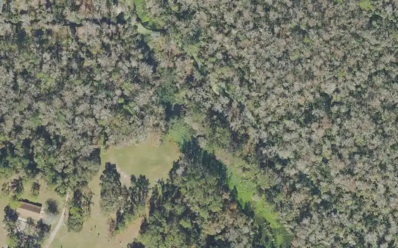 Aerial photo of the area around Kelly Park / Rock Springs Camp Joy Paddlecraft Launch, Orange County
