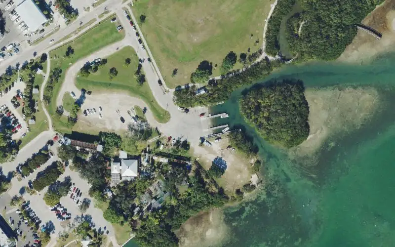 Aerial photo of the area around Ken Thompson Park Boat Ramp, Sarasota County