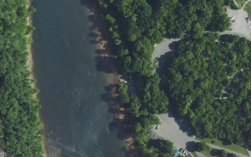 Aerial photo of the area around Kendall Ramp, Russell County