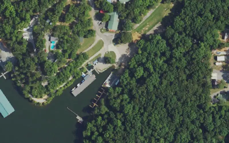 Aerial photo of the area around Kentucky Beach Resort, Calloway County