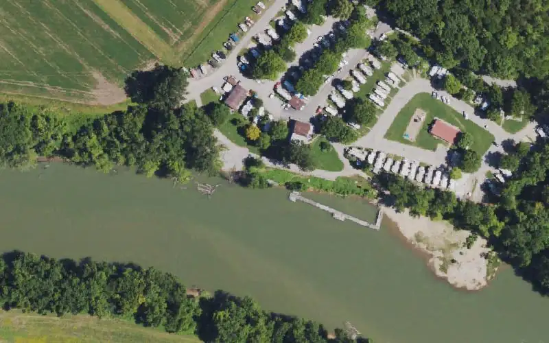 Aerial photo of the area around Kentucky River Campgrounds, Franklin County