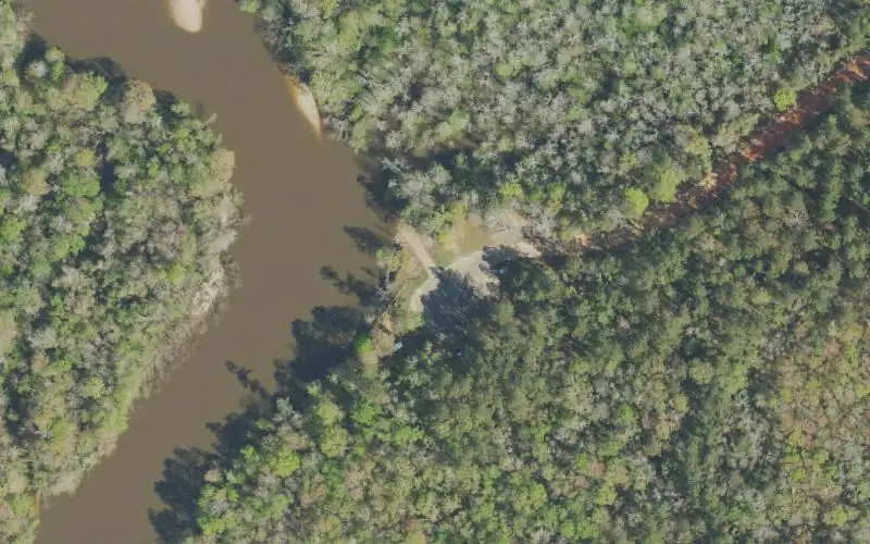 Aerial photo of the area around Keyser Landing Boat Ramp, Santa Rosa County