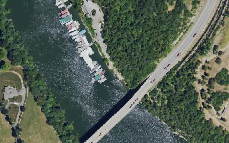 Aerial photo of the area around Kings Mill Ramp, Garrard County