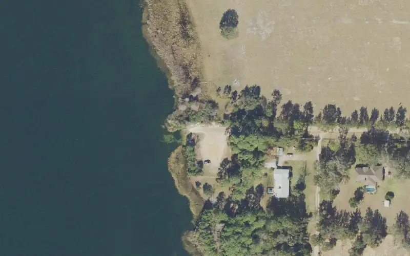 Aerial photo of the area around Lake Dalhousie Public Boat Ramp, Lake County