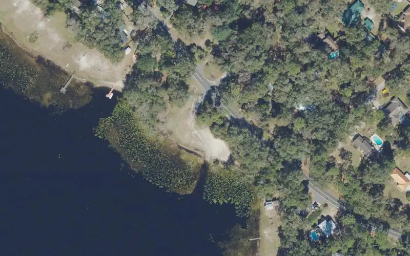 Aerial photo of the area around Lake Geneva Primitive Access, Clay County