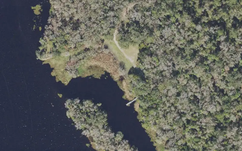 Aerial photo of the area around Lake George State Forest Bluffton Recreation Area Canoe Launch, Volusia County