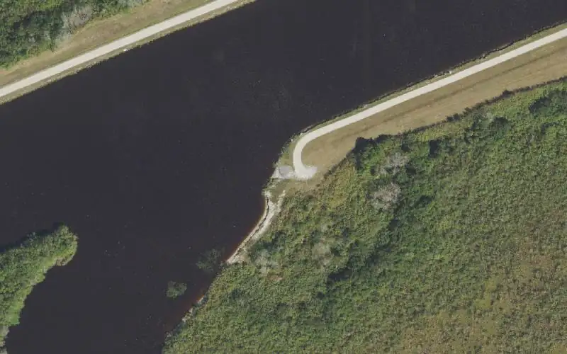 Aerial photo of the area around Lake Hicpochee South Shore Primitive Ramp, Glades County