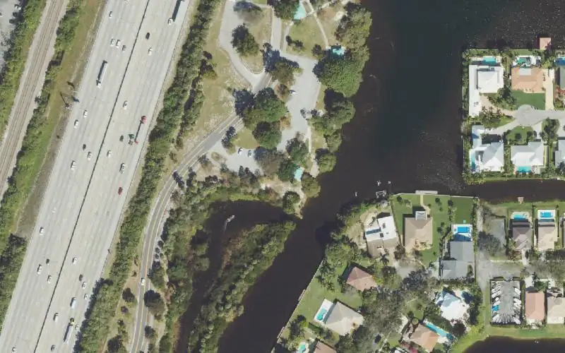Aerial photo of the area around Lake Ida West Park Kayak Access, Palm Beach County