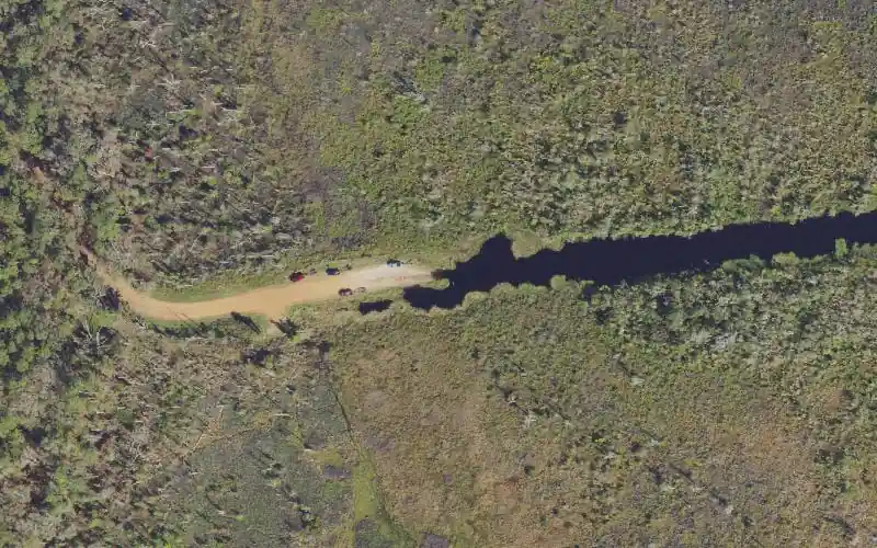 Aerial photo of the area around Lake Livingston Public Boat Ramp (Not Paved), Polk County