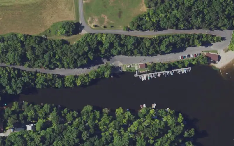 Aerial photo of the area around Lake Malone State Park, Muhlenberg County