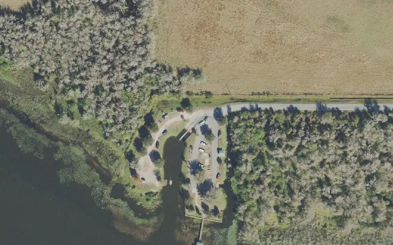 Aerial photo of the area around Lake Marian Public Boat Ramp (aka. Fred's Fish Camp), Osceola County