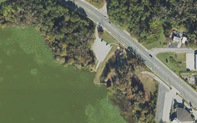 Aerial photo of the area around Lake Montgomery Park Fish Management Area Boat Ramp, Columbia County