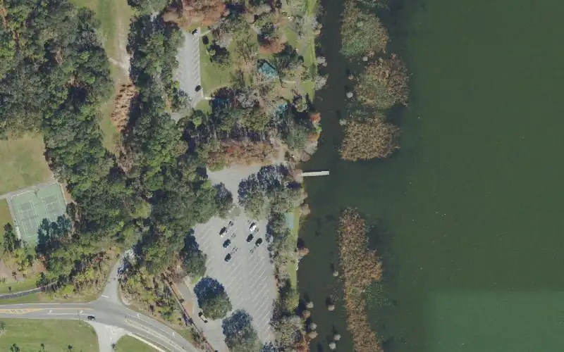Aerial photo of the area around Lake Parker Park Public Boat Ramp, Polk County