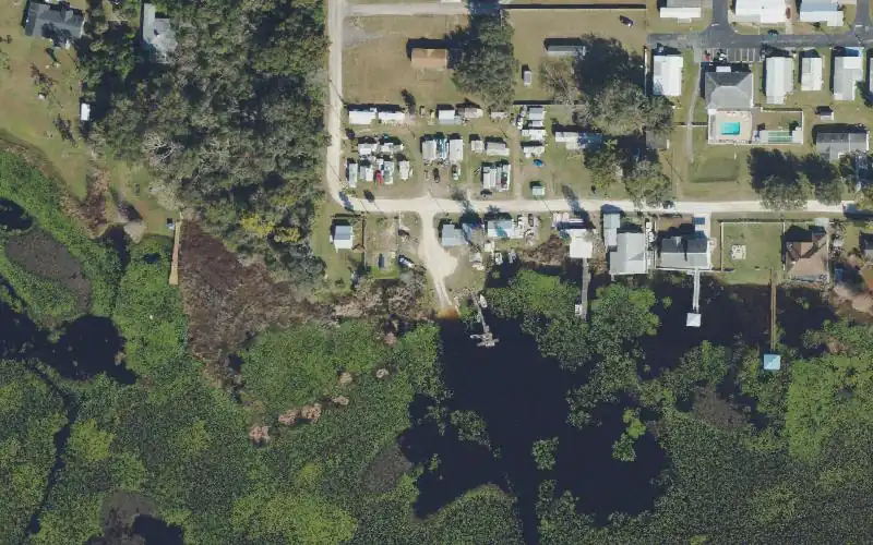 Aerial photo of the area around Lake Pasadena RV Park & Fish Camp, Pasco County