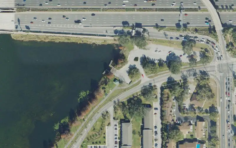 Aerial photo of the area around Lake Underhill Park Boat Ramp, Orange County