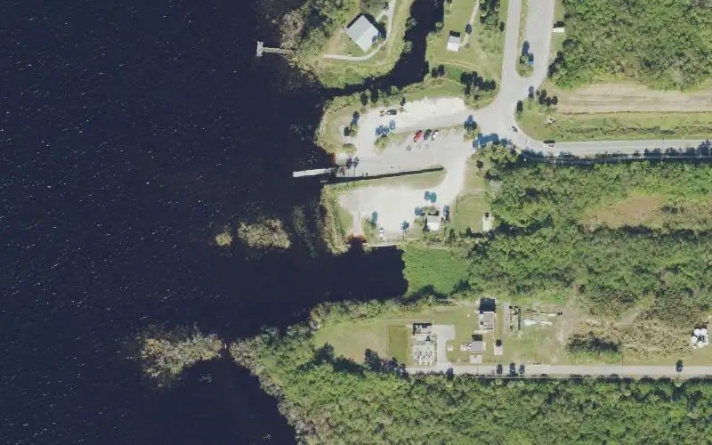 Aerial photo of the area around Lake Washington Park Airboat Ramp, Brevard County